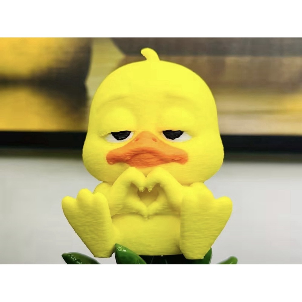 New 1pc Cute Heart Hands Duck Car Decor-Adorable Sitting Duck Statue Yellow 2"